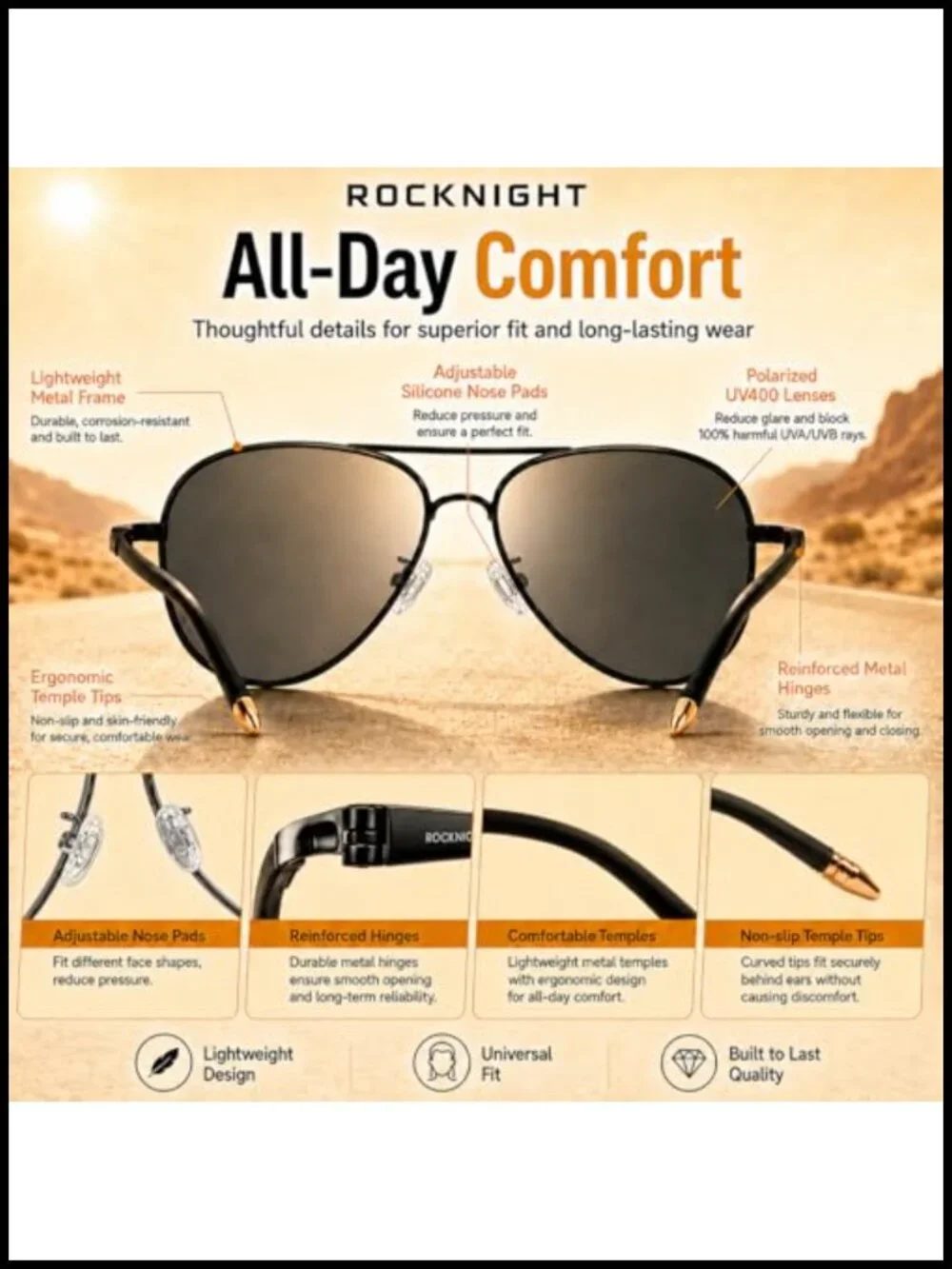 Polarized Aviator Sunglasses UV400 Metal Frame Flat Top Driving Lightweight